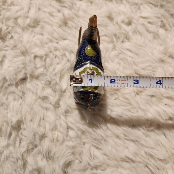 Vintage Cloisonné Elephant Figurine 4" Intricate Enamel Work & Brass Accents - Picture 3 of 10